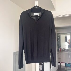 Nordstrom Men's Black Merino Wool Quarter Zip Sweater